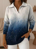 Women's Gradient Dotted Colors Pattern V-neck Sweater