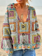 Women's Geometric Pattern Art Print Casual Pullover Sweater