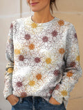 Women's Floral Pattern Art Print Knit Pullover Sweater