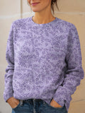 Women's Floral Pattern Art Print Knit Pullover Sweater