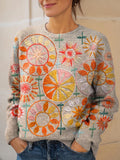 Women's Vintage Pattern Art Print Knit Pullover Sweater