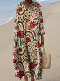 Women's Vintage Floral Pattern Art Print Dress