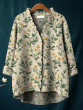 Women's Vintage Floral Art Print Casual Pullover Sweater