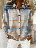 Women's Vintage Abstract Geometric Art Print Casual Cardigan Sweater