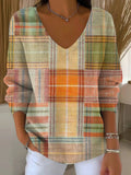 Women's Beautiful Abstract Multi-Checkered Painting Art Print Casual Pullover Sweater