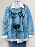 Cute Dog Hand-painted Art Print Knit Pullover Sweater
