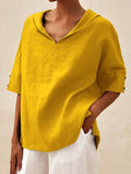 Women's Casual Linen V-neck Shirt