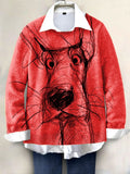 Cute Dog Hand-painted Art Print Knit Pullover Sweater