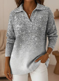 Women's Shiny Gradient V-neck Sweater