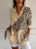 Khaki Cheetah Print Casual Long Sleeve Shirt
