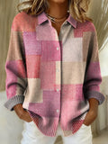 Women's Plaid Pattern Art Print Casual Sweater