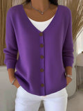 Women's Autumn Buttoned V-neck Cardigan Sweater