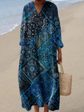 Women's Ocean ethnic style Pattern Art Print Cotton Dress