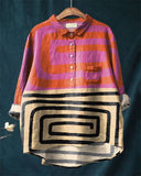 Abstract Painting Art Cotton and Linen Casual Shirt