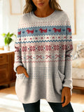 Women's Fair Isle Style Decorative Patterns Casual Round Collar Long Sleeve Sweater