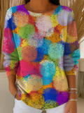 Women's Colorful Dots Print Casual Pullover Sweater