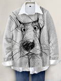 Cute Dog Hand-painted Art Print Knit Pullover Sweater