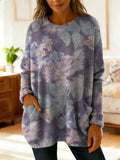 Women's Elegant Floral Decorative Patterns Casual Round Collar Long Sleeve Sweater