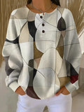 Women's Geometric Pattern Art Print Casual Waffle Sweatshirt
