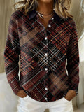 Classic vintage check pattern Casual Shirt Collar Sweater