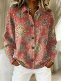 Women's Vintage Ethnic Pattern Art Print Casual Cardigan Sweater