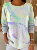 Women's Color Translucent Pattern Casual Pullover Sweater