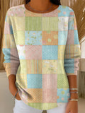 Women's Different Pattern Plaid Pattern Casual Pullover Sweater