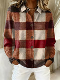 Women's Plaid Pattern Art Print Casual Cotton Knitted Sweater