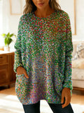 Women's Colorful Polka Dot Decorative Pattern Casual Round Collar Long Sleeve Sweater
