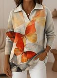 Women's Artistic Watercolor Butterfly V-neck Sweater