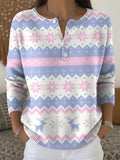 Women's Christmas Pattern Art Print Buttoned Cardigan Sweater