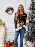 Knit Crewneck Embroidered Sweater – Santa Claus & Musical Notes