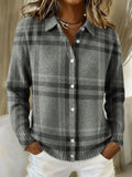 Classic Plaid Pattern Casual Shirt Collar Long Sleeve Sweater