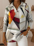 Women's Artistic Abstract Geometry V-neck Sweater