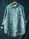 Vintage Lovely Ocean Life Art Print Casual Cotton And Linen Shirt