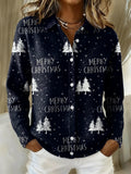 Women's Christmas Tree Pattern Print Cowl Neck Sweater