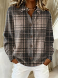 Women's Vintage Plaid Art Print Casual Sweater