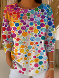 Women's Colorful Dots Casual Pullover Sweater