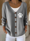 Women'S Dog Paw With Heart Knitted Cardigan